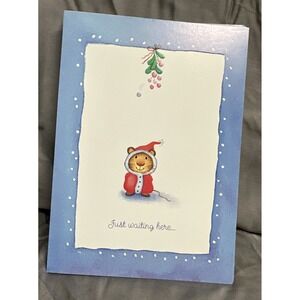 Vintage Christmas Cards Box Set (18) Cute Mouse Under Mistletoe